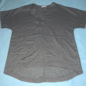 MISSLOOK tunic short sleeve raw edges lightweight v-neck high low gray size 2XL